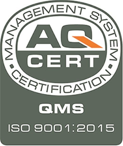 AQ CERT QMS ISO 9001:2015 certification badge
