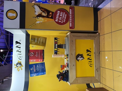 Gibby booth, post-mix taps and product displays